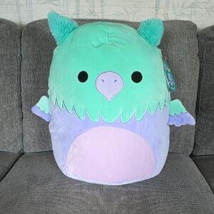 Original Squishmallow Minerva, Teal And Purple Griffin, NWT, 16 Inches.